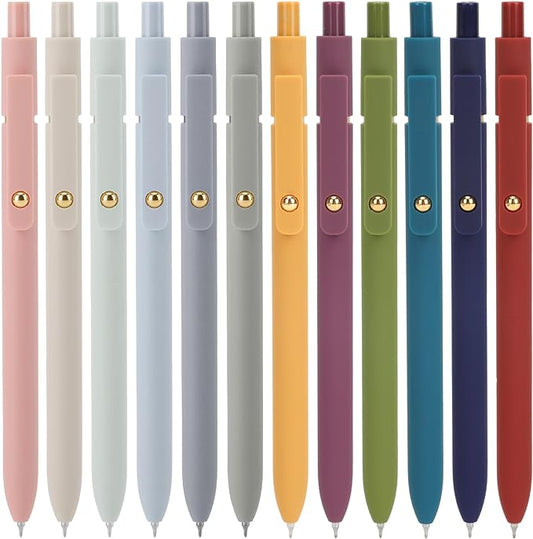 Ddaowanx Gel Pens, 0.5mm Quick Dry Black Ink Pens Fine Point Smooth Writing Pens, Cute Office School Supplies Gifts for Women (24 Pcs Vintage+Morandi-Black Ink)