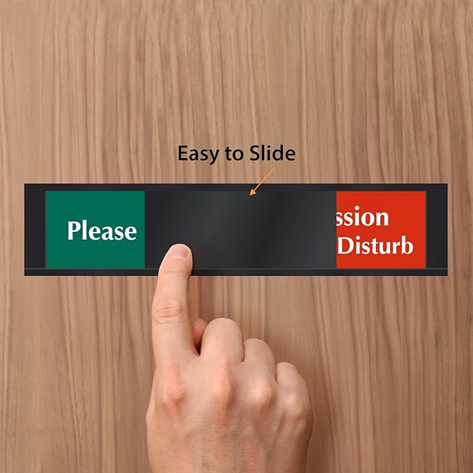 SmartSign In Session Do Not Disturb/Please Knock Slider Door Sign for Training, Office, Therapist, Conference | 2.25" x 10" Plastic Black, Made in USA