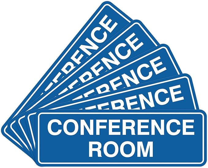 Standard Conference Room Sign - Blue - Large 5 Pack