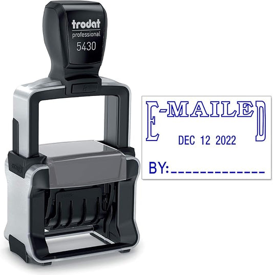 Trodat 5430 Professional Self-Inking Date Stamp with E-MAILED - Blue Ink