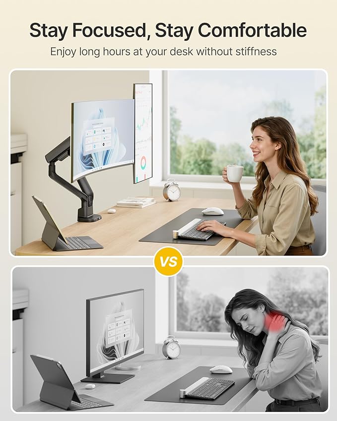 monTEK Dual Monitor Arm with USB, Mechanical Spring Monitor Arm for 17-35" Screens, Adjustable Monitor Desk Mount Each Holds up to 24.2 lbs with C Clamp/Grommet Desk Mount, VESA 75/100mm, MA1011UCBK-D