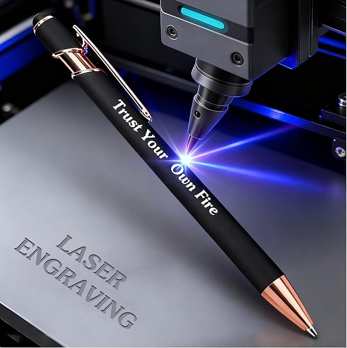 CRME Custom Pens Personalized Pen with Name Logo Engraved Metallic Pink Barrel Black Ink Click Pens Grip Retractable Ballpoint Pen Ideal for Business Office Encouraging Scriptures
