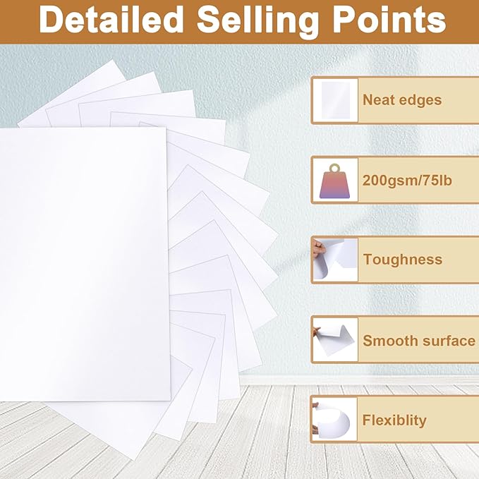 Silunkia 40 Sheets White Shimmer Cardstock 8.5 x 11 Scrapbooking Paper, 75lb Heavyweight Paper Card Stock for DIY Cards Making, Business Cards, Wedding Invitations, Menus, Anniversary Card