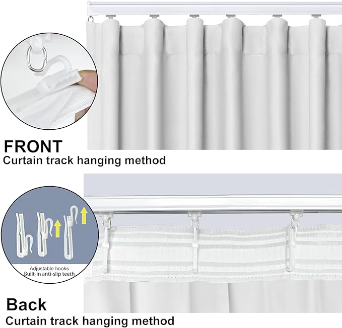 cbsroro Room Divider Blackout Curtain Track Curtains Wall Dividers Panels Screen for Living Rooms Bedroom Office Privacy Partition Separation, W100 × L96 Inch,1 Panel, White