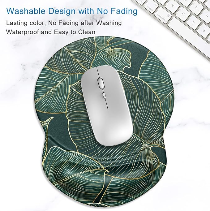 ITNRSIIET Ergonomic Mouse Pad with Gel Wrist Support Small Wrist Rest Smooth Surface Non-Slip PU Base Comfortable Office Supplies Pain Relief, 8.7 x 7.2 inches, Palm Texture