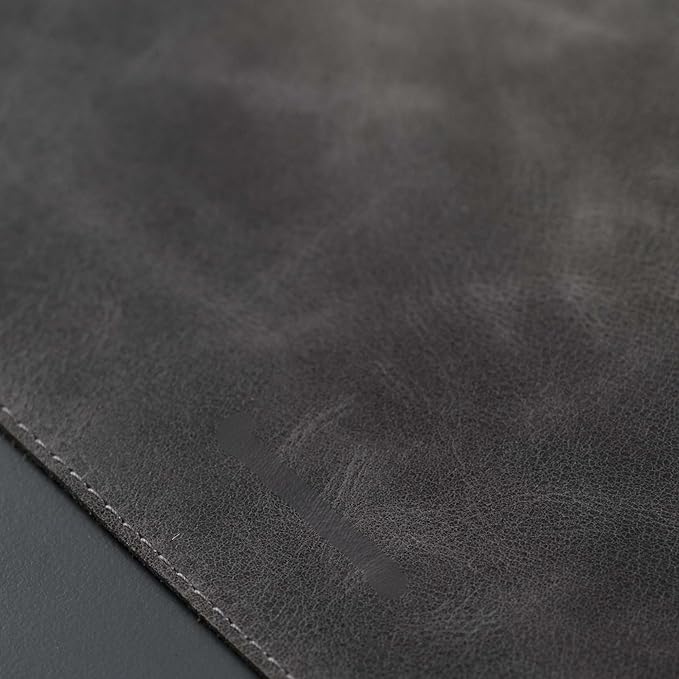 TORONATA Jersey Genuine Calfskin Leather Desk Pad, Office Desk Mat with Non-Slip Bottom, Smooth Surface for Mouse & Keyboard, Desk Protector (36x19 inches) (Grey)