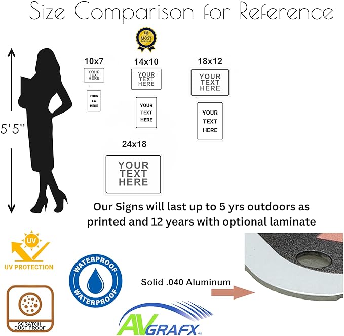 Custom Signs Outdoor Metal for Home Office Business, Personalized, Door, Porch, Delivery, Man Cave, Shop, Garage, Street. For Outside or Inside Use. Our Metal Signs Are UV Printed Solid Aluminum Solid, 18x12 in