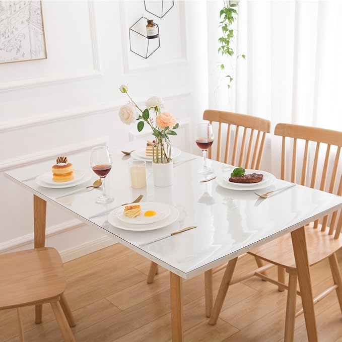 Eisdroma 48 x 60 Inch Clear Table Cover Protector, Clear Table Protector for Dining Room Table, 1.5mm Plastic Table Cover, Waterproof Table Pad for Kitchen, Office