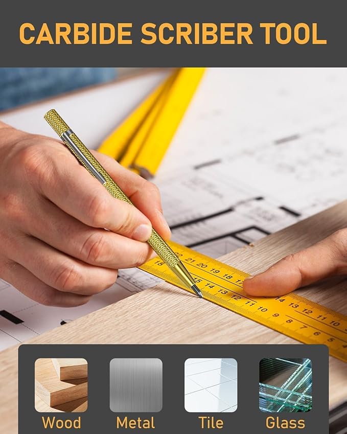 STAGEEK 14 Pack Carpenter Pencil Set with Sharpener, Mechanical Carpenter Pencils with 60 Refills, Deep Hole Long-Nib Marker Pens, Carbide Scribe Tool & Construction Pencils for Architect with Case