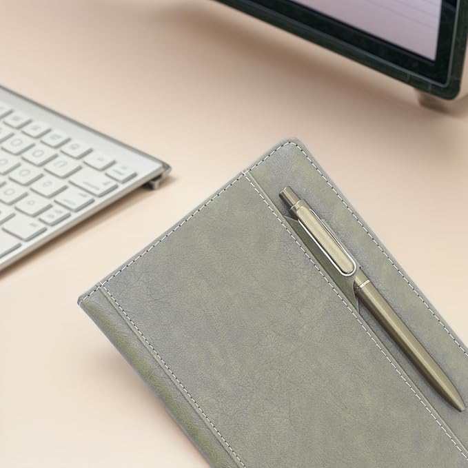 SLFreMint Premium Hardcover Notebook with Pen and Pen Holder Clip, Card Pockets, 240 Pages, College Ruled, 80GSM, Leather Note Book for Work, Study, Diary and Other Scenarios, Suitable Journal for Both Men and Women