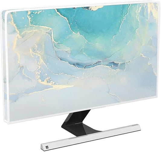 Baocicco Blue Green Marble TV Display Screen Cover 65 Inch Creative Anti-Static Dustproof Monitor Accessories Laptop LCD Cover Modern Screen Television Decoration for LED LCD OLED TVs