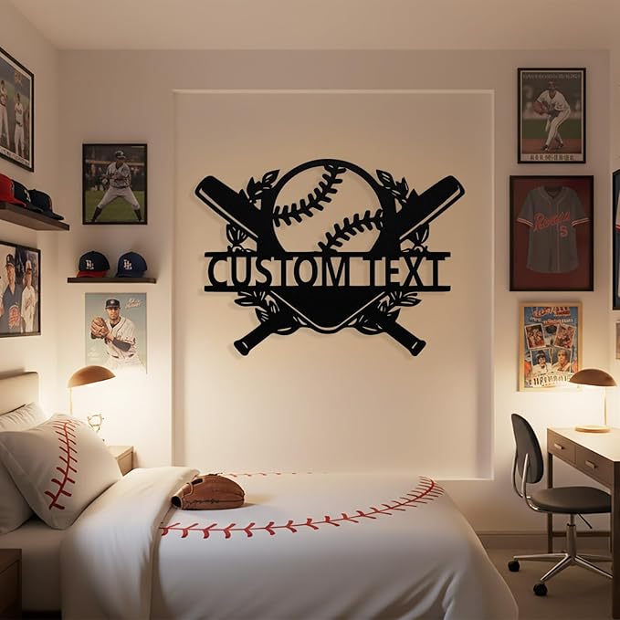 Personalized Baseball Metal Sign Custom Name Sign Baseball Player Gift Boys Room Decor Softball Lover Present Sports Wall Art Decorations Gift for Team,Dad,Husband,Son
