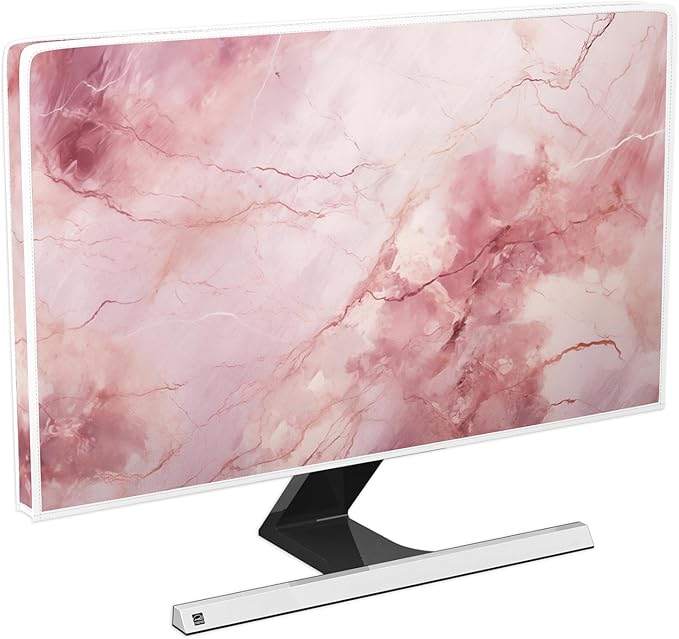 Baocicco Fashion Pink Marble Waterproof Television Cover 55 Inch Full Body Covers for Television Screen Panel Case Computer Sleeve Compatible with PC, Desktop and TV LED LCD OLED
