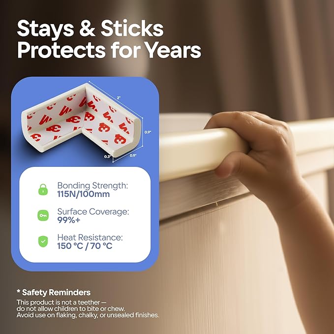 Furniture Edge and Corner Guards | 20.4ft Protective Foam Cushion | 18ft Bumper 8 Adhesive Childsafe Corners | Baby Child Proofing Set NonToxic and Safe for Table, Fireplace, Countertop | White