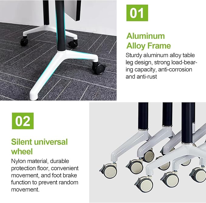 Foldable Conference Room Tables,Flip Top Mobile Training Table,Modern Meeting Table with Silent Wheels,Mobile Conference Tables,47.2 "x23.6 x 29.5 Meeting Room Tables for Office Training (8pack)