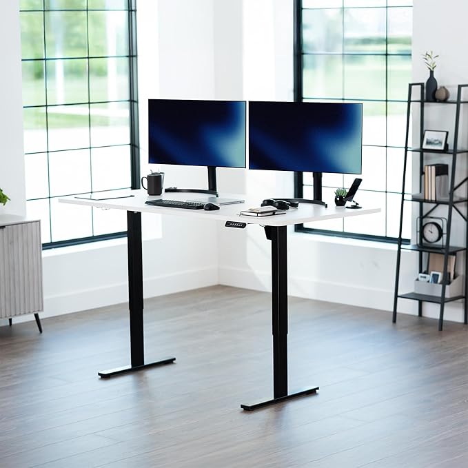 VIVO Electric 71 x 36 in Standing Desk, Memory Height Adjustment, 1B Series, Holds 220 lbs, White Top Black Frame, DESK-KIT-1B7W-36