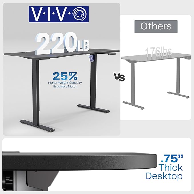 VIVO Electric 63 x 32 in Standing Desk, Memory Height Adjustment, 1B Series, Holds 220 lbs, Dark Walnut Top Gray Frame, DESK-KIT-1G1D