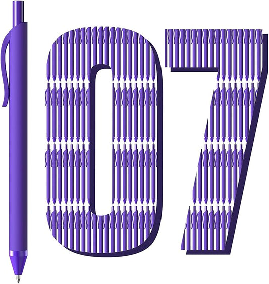 JIMMIDDA Ballpoint Pens Bulk - 107 Pcs Black Ink Pens in Bulk | 1.0 Medium Point Smooth Writing, Retractable No Bleed Ball Point Pen for Men Women (Purple Barrel)