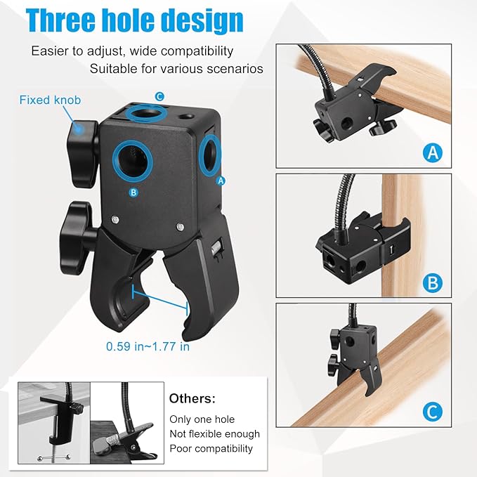 Khazylorr Webcam Stand, Webcam Mount Gooseneck Arm with Phone Holder Web Camera Stand Desk Mount Clip Clamp for Logitech Webcams C922 C930e C920S C920 C615 C960 C920x BRIO 4K NexiGo N60 and More