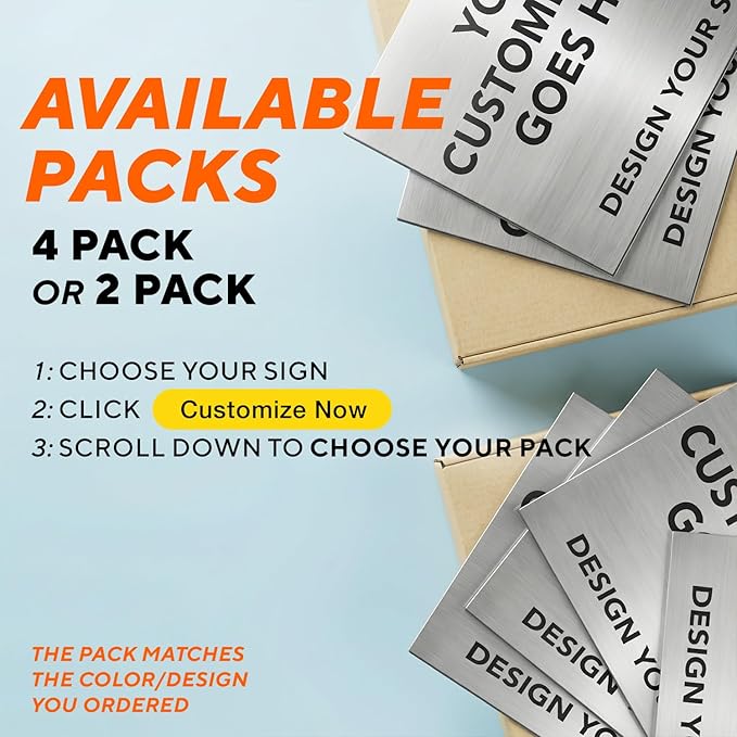 Custom Outdoor Aluminum Signs, Personalized Business Signs, Waterproof Silver Brushed Metal 14x10 In