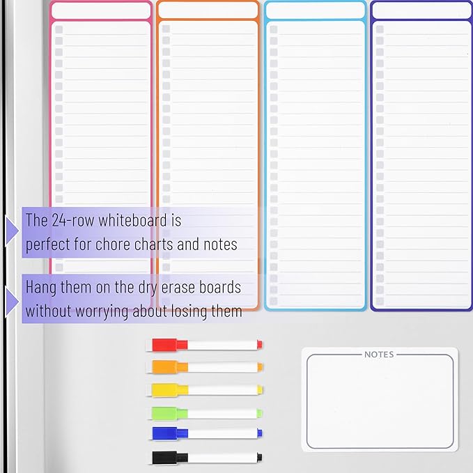 Mr. Pen- 4" x 12" Magnetic Dry Erase to Do List, 11 pcs, Neon Style, 4X Dry Erase to Do List White Board, 6X Colorful Whiteboard Markers and 6" x 4" Magnetic Whiteboard Note