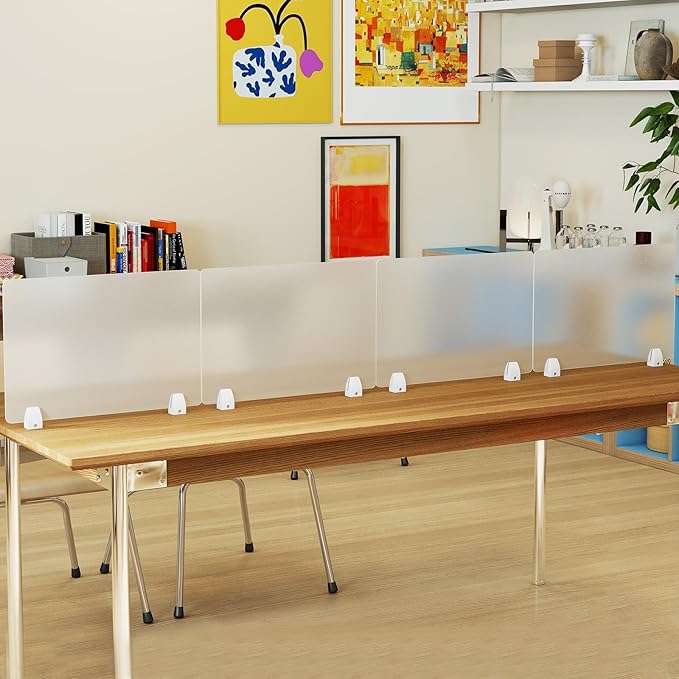 tonchean 4PCS Desk Dividers Office Partitions, Privacy Desk Panel Protective, Frosted Acrylic Shield with Clamps for Offices Schools Call Centers - 23.6”L X15.8”W