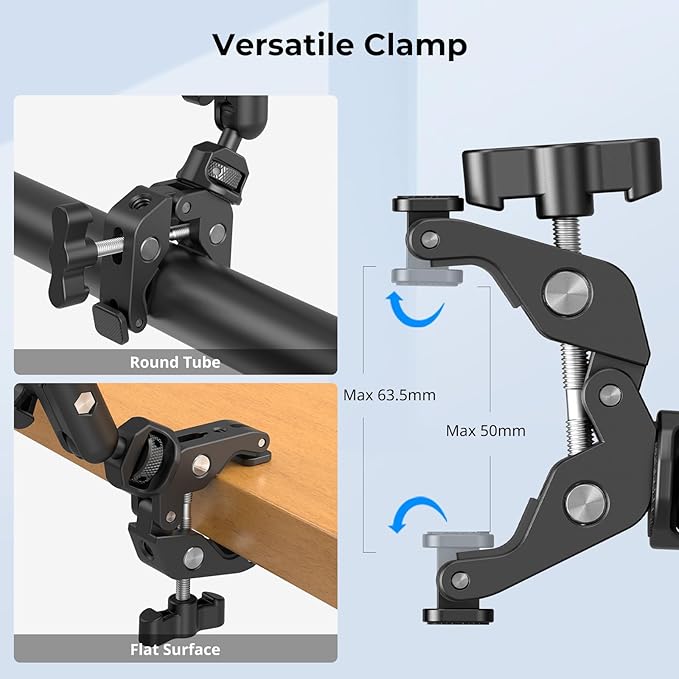 SMALLRIG 22" Magic Arm Clamp, Overhead Phone Mount Holder Stand, Flexible Desk Camera Mount, Articulating Friction Boom Arm, for POV Shot, Filming, Light, Webcam, Action Camera