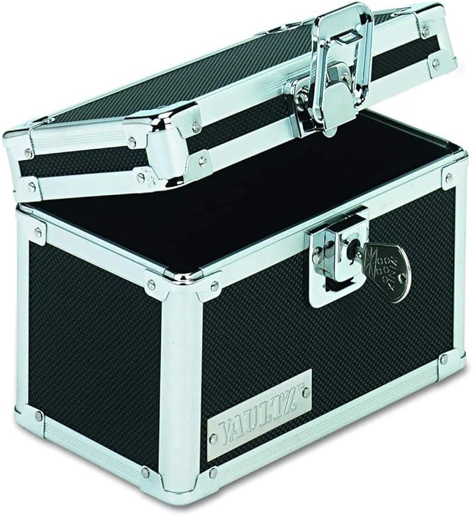 Vaultz VZ01169 Locking Index Card File with Flip Top Holds 350 3 x 5 Cards, Black