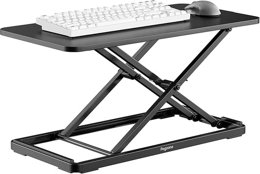 PEGZONE Keyboard and Mouse Riser, 24" x 12" Ergonomic Keyboard Riser, Height Adjustable keyboard stand for desktop, Standing Keyboard Tray, Black