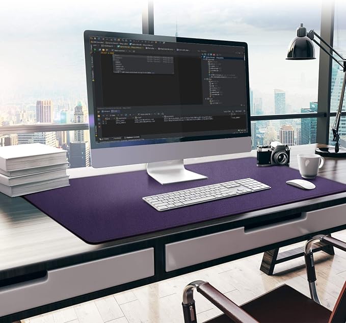 Mydours 38"x16" Large Desk Pad, Purple Desk Mat XL, PU Leather Desk Mat for Workspace & Decor, Durable Keyboard Mouse Pad for Home, Office, Writing & Gaming (Purple)