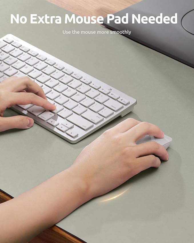 YSAGi Leather Desk Pad Protector, Office Desk Mat, Large Mouse Pad, Non-Slip PU Leather Desk Blotter, Laptop Desk Pad, Waterproof Desk Writing Pad for Office and Home (Olive Beige, 23.6" x 13.8")