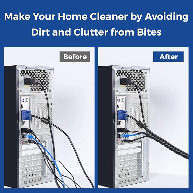 Wire Loom 3/8 inch 33ft, YCLYC Split Loom, Outdoor Cord Protector, Flexible Wire Conduit Automotive, Wire Protector Tubing, Black