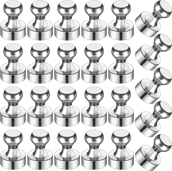 LOVIMAG Fridge Magnets 25Pcs Refrigerator Whiteboard Small Strong Magnet Classroom Kitchen Accessories Decorative Locker Set Decor Must Haves Office Calendar Refrigerador Magnetic Cute Crafts Silver