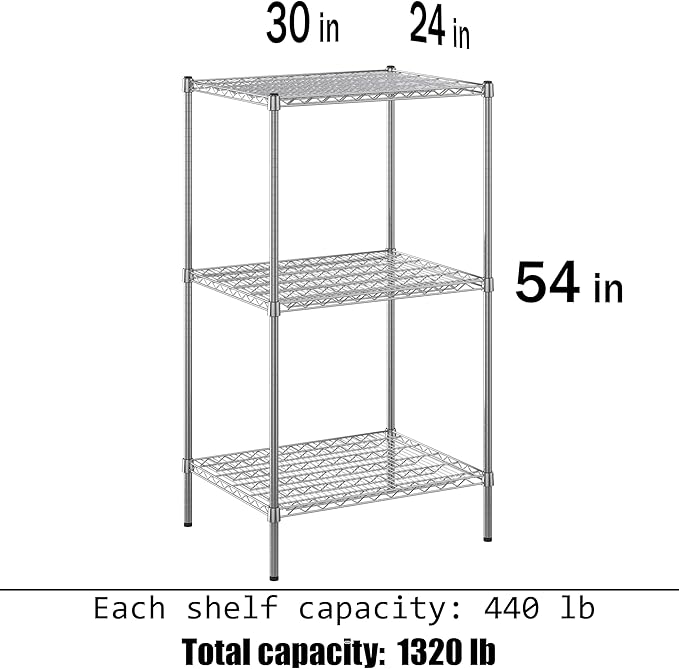 Regal Altair 24" Deep x 30" Wide x 54" Height Wire Shelving Kit | 3-Tier | NSF Commercial Storage Rack Unit