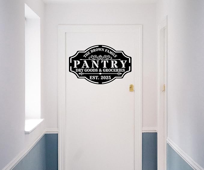 HYTSIGN Personalized Metal Farmhouse Pantry Sign, Wall Decor, Kitchen Signs, Rustic, Modern, Housewarming Gift