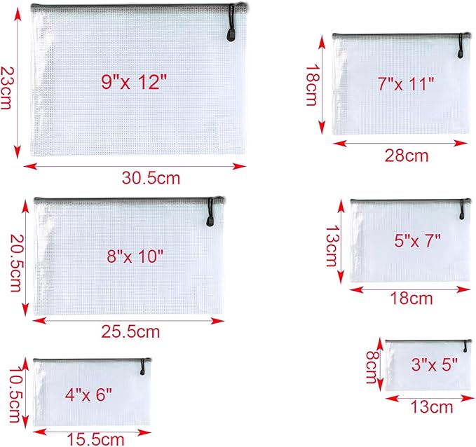 Oaimyy-18 Pcs, Large Mesh Zipper Pouch Document Folders Bag Plastic Zip File Folders for Office Supplies,Travel,Puzzles Games Organizing Storage,Classroom Board Game Organization (Black, 9"x 12")
