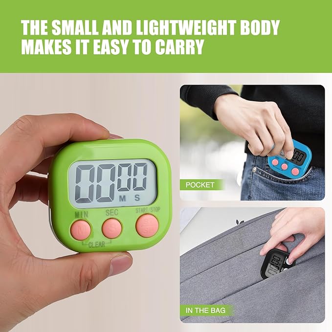 6 Pack Multi-Function Electronic Timer, Colorful Kitchen Timers Digital Magnetic, Countdown Timer, Big LCD Display Loud Alarm Kitchen Timers for Cooking, Bathing, Gym, Meeting, Classroom