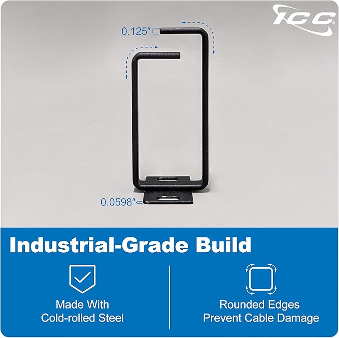 ICC 1.70” Metal Cable Management Ring, Vertical, Rack or Wall Mount, Pack of 10 – Cable Organizer for Structured Cabling and Racks
