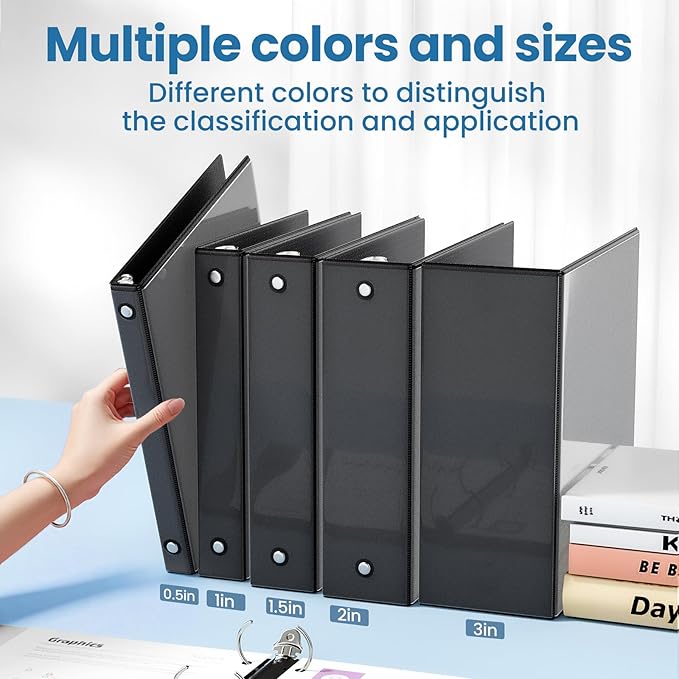 SUNEE 3 Ring Binder 2 Inch 1 Pack, Clear View Binder Three Ring PVC-Free (Fit 8.5x11 Inches) for School or Office Supplies, Black