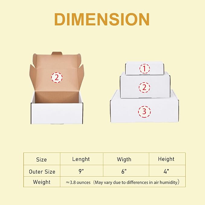 WINHPH 9x6x4 Inches Shipping Boxes Set of 15,White Corrugated Cardboard Box Literature Mailer for Small Business, Literature Mailer Box Packaging Supplies