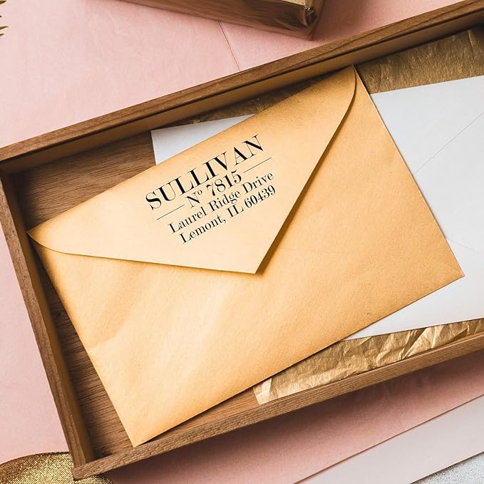 Self Inking Modern Address Stamps | Custom Return Address Stamper (Traditional Serif, Xtra Wide)