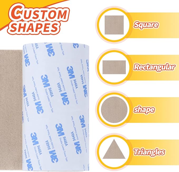 VOCOMO Felt Furniture Pads, Heavy Duty Felts Strip Roll with Adhesive Backing Felt Pads Furniture Feet Cuttable Felts Tape for Protecting Hardwood Floors(5 x 120 x 0.12 Inch, Beige)