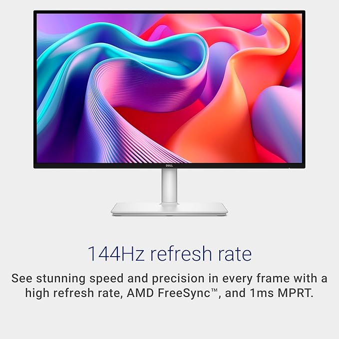 Dell 27 Plus QHD Monitor - S2725DSM - 27-inch QHD (2560x1440) 144Hz 1ms Display, 2 x 3W Speakers, HDMI/DisplayPort 1.4 Connectivity, Height/Tilt/Pivot/Swivel Adjustability, AMD FreeSync - Ash White
