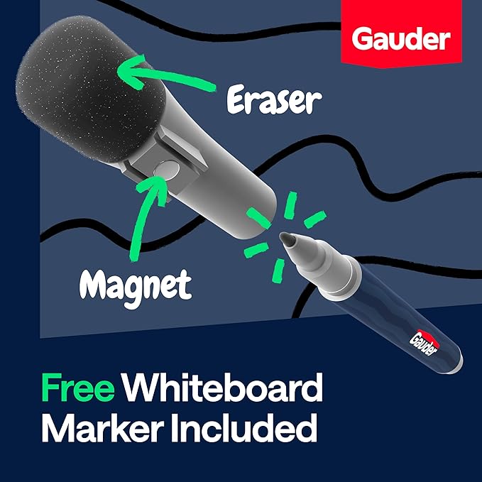 GAUDER Magnetic Labels Writable - Reusable Magnet Tags for Whiteboard, Chalkboard, Kanban Board and Refrigerator - Magnet Cards with Marker (90 Pack - 3 x 1 Inches)