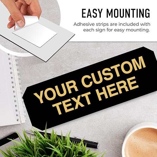 Custom Wall or Door Sign, Personalized Notched Plaque Engraved Message for Bussiness, Property and Home Indoor/Outdoor, 4x12 Inches, Made in USA by Sigo Signs