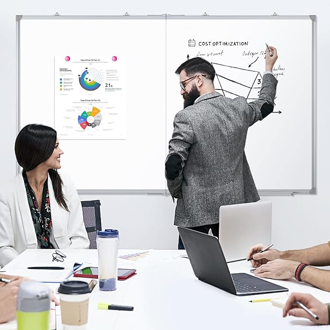 DOLLAR BOSS Large White Board 72 x 40 Inch Foldable Magnetic Whiteboard for Wall, Portable Double Sided Dry Erase Board, Aluminum Frame Message Board for School, Office, Classroom with Eraser, Markers
