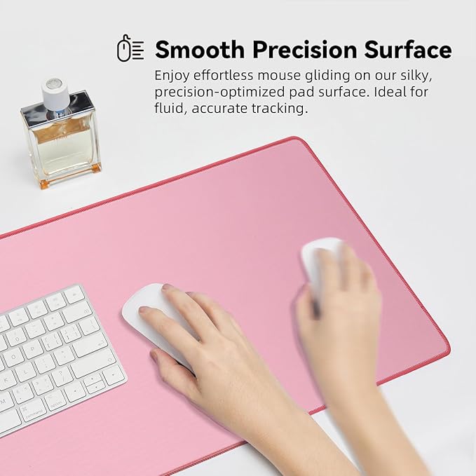 Reniteco Waterproof Large Gaming Mouse Pad with Durable Stitched Edges, Non-Slip Rubber Base, Grainy Jacquard Mouse Mat Desk Pad for Home Office Gaming, 27.6"x11.8"x0.12", Pink