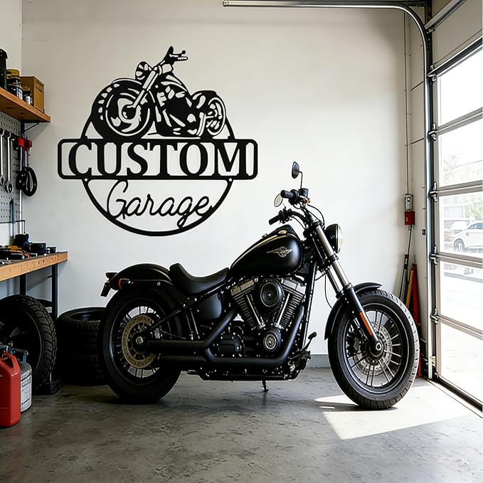 Custom Motorcycle Metal Signs Personalized Biker Name Sign Custom Garage Decor Motorbikes Wall Art Decor Motorcycle Sign Men Room Decorate Gifts for Men Husband Rider
