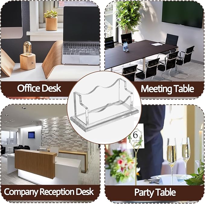 HJX Custom Business Card Holder Desk-Personalized Engraved Wooden Business Card Case Holder, Customized Name Logo Business Card Display Gifts for Men Women (Acrylic-Horizontal)