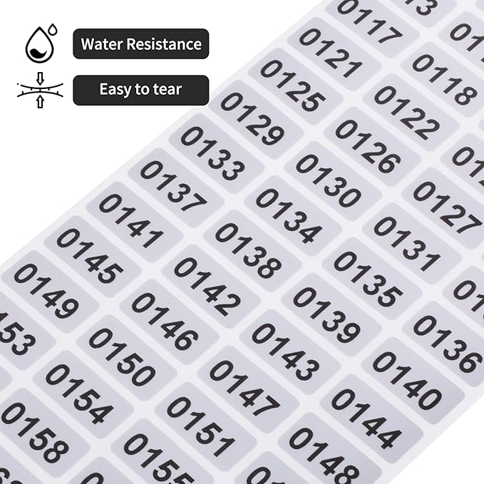 9001-10000 Consecutive Number Inventory Stickers Self Adhesive Waterproof Labels Office Warehouse Numbering Classification Black Printing on Silver Sticker 0.79 x 0.38 Inch